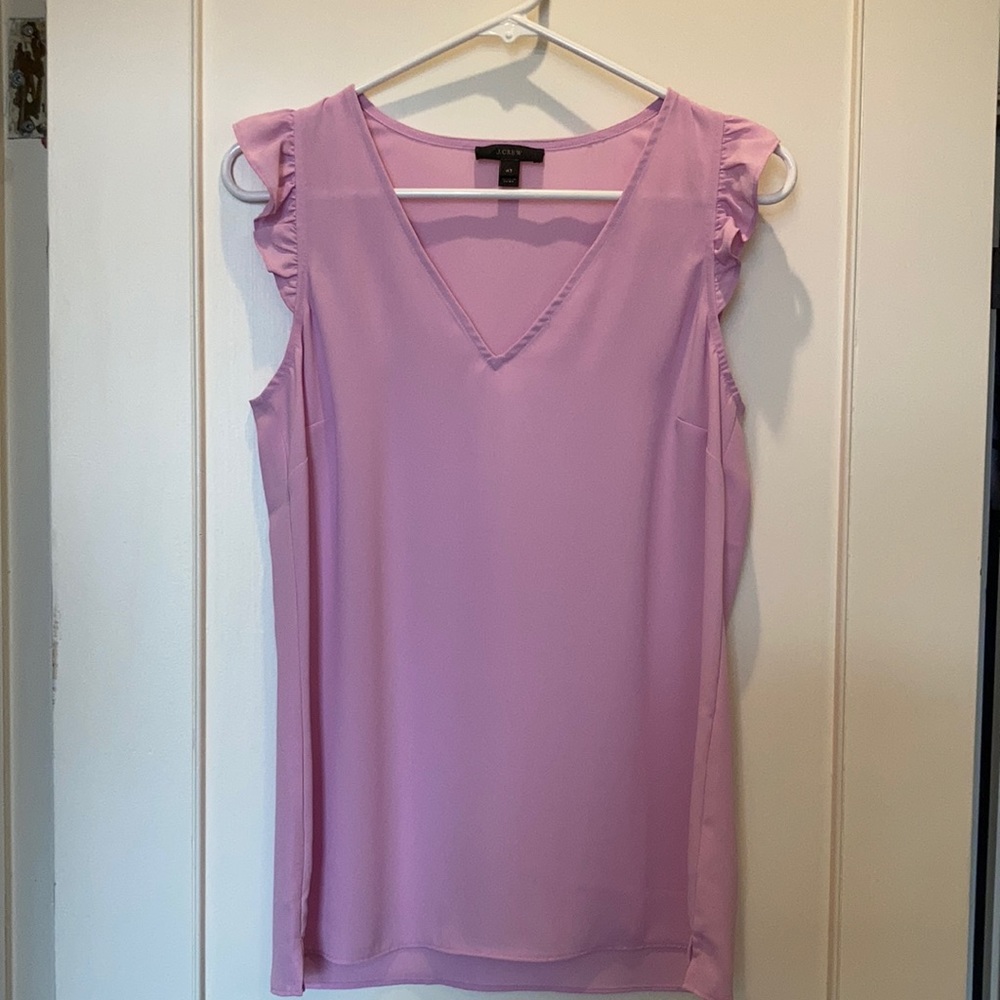 J Crew 4 Tall ruffled v-neck shell lavender